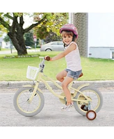 Hongge 14/16/18 Inch Kids Bike Adjustable with Training Wheels Ages 3-8 Years Olds