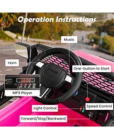 Hongge 12V Kids Ride On Truck with Remote Control and Headlights-Pink
