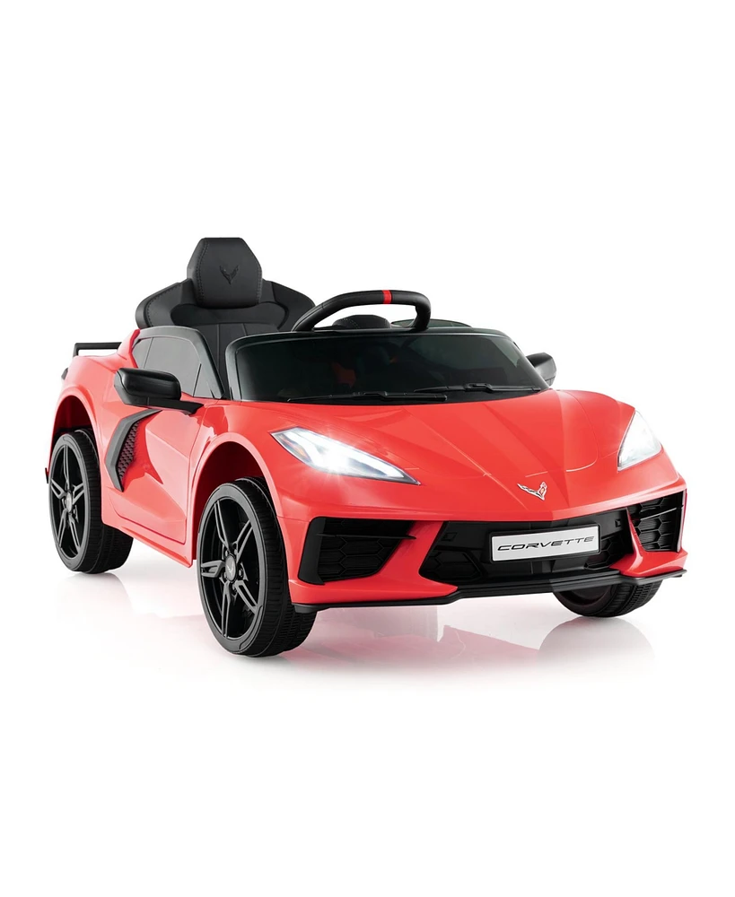 Hongge 12V Electric Kids Ride On Car Licensed Chevrolet Corvette C8 with Remote Control Ages 3+ Years Old-Red