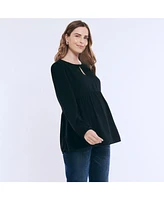 Motherhood Maternity Long Sleeve Empire Waist Keyhole Woven Blouse