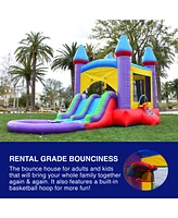 HeroKiddo Jelly Bean Castle Commercial Grade Bounce House Water Slide with Splash Pool (with Blower), Kids and Adults, Basketball Hoop, Wet Dry Combo,