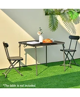 Sugift 2 Pieces Outdoor Folding Chair Set with Sturdy Frame and Ergonomic Backrest