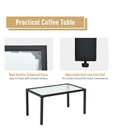 Sugift 4 Pieces Patio Furniture Set Sofa Coffee Table Steel Frame Garden