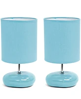 Creekwood Home 10.24" Traditional Mini Round Rock Table Lamp 2 Pack Set