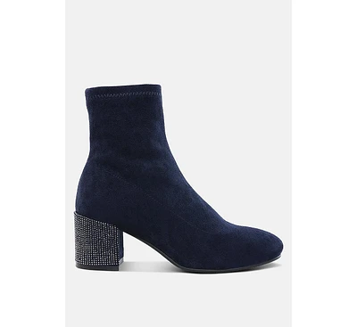 Chena Rhinestones Embellished Block Heel Boots