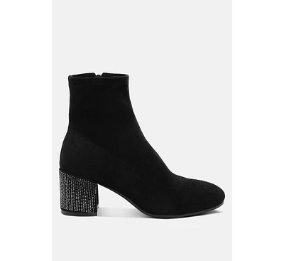Chena Rhinestones Embellished Block Heel Boots