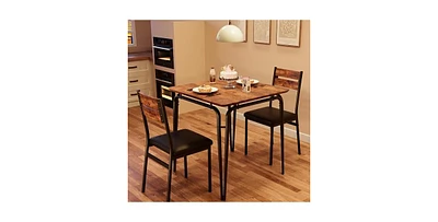 gaomon Dining Table for 2, Small Table and Chairs Set of 2, Square Dinette Set for 2, Dinner Table Set,Brown