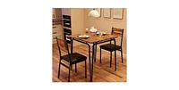 gaomon Dining Table for 2, Small Table and Chairs Set of 2, Square Dinette Set for 2, Dinner Table Set,Brown