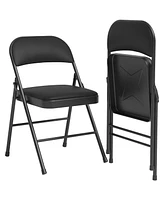 gaomon 2 Pack Grey Folding Chairs with Padded Cushion and Back, Folding Chairs for Outside, Foldable Chairs