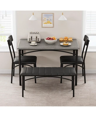 gaomon Dining Table Set for 4, Kitchen Table and Chairs for 4, Rectangular Kitchen Table Set , Dining Room Table Set,Grey