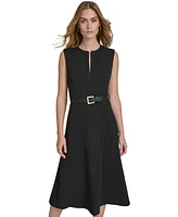 Halston Women's Scuba-Crepe Belted Midi Dress