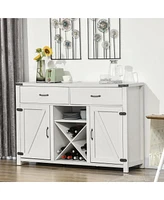 Slickblue Chic White Kitchen Coffee Bar Cabinet – Versatile Sideboard & Buffet Table with Antique Finish