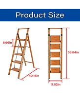 Flynama 5 Step Stool Folding Step Stool with Handrails, Sturdy Step Stool for Adult, Gorilla Ladders 500LBS Capacity Sturdy& Portable Ladder for Home