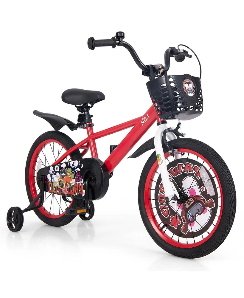 Hongge 16/18 Inch Kids Bike Adjustable with Storage Basket and Double Brake for 4-8 Years Old