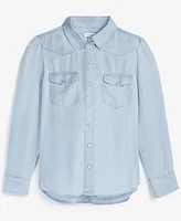 On 34th Women's Puffed-Shoulder Denim Shirt, Exclusively at Macy's