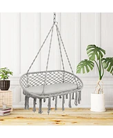 Vebreda 2 Person Hanging Hammock Chair with Cushion Macrame Swing