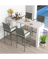 Givimo All Weather Pe Rattan Bar Chairs Set of 4 with Armrests and Seat Cushions for Porch Backyard