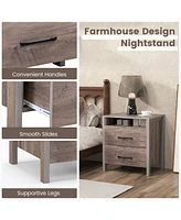 Sugift Twin Bed with Bookcase with Shelves and Wooden Slat Support No Box Spring Needed for Living Room Bedroom