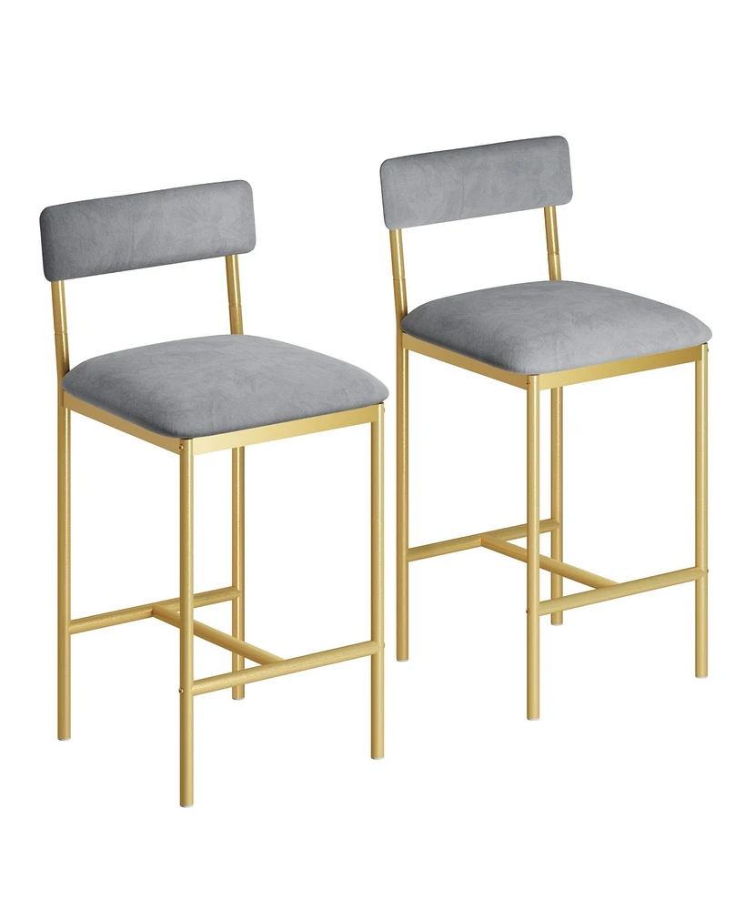 Gaomon Bar stools Set of 2, 37.4" Counter Height Modern Barstool with Back,Pub Chair (Grey)