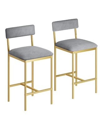Gaomon Bar stools Set of 2, 37.4" Counter Height Modern Barstool with Back,Pub Chair (Grey)
