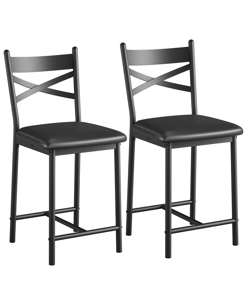 Gaomon Bar Stools Set of 2, Kitchen Barstools with Footrest and Back