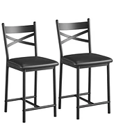 Gaomon Bar Stools Set of 2, Kitchen Barstools with Footrest and Back, Pu Leather Counter Height Bar Stools with Footrest