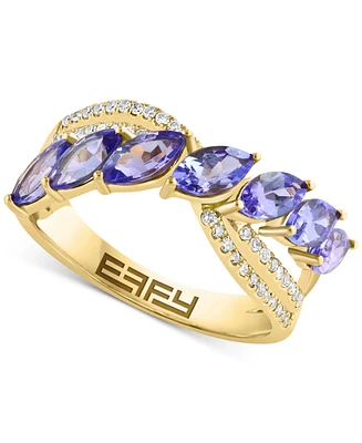 Effy Tanzanite (1-3/8 ct. t.w.) & Diamond (1/6 ct. t.w.) Ring in 14k Yellow Gold