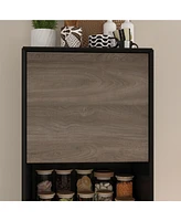 Famapy Black 2 Wood Grain Door Cabinet