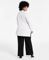 Anne Klein Plus Lace-Applique Open-Front Cardigan