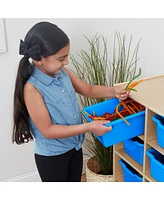 ECR4Kids 10 Cubby Tray Cabinet with Scoop Front Storage Bins, 5x2, Natural, Contemporary