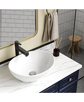 gaomon 16"x13" Sink White Ceramic Lavatory Vanity Bathroom Vessel Sink Ellipse