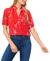 CeCe Women's Puff-Sleeve Floral Blouse