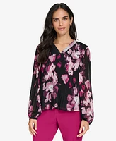 Calvin Klein Women's V-Neck Long-Sleeve Blouse