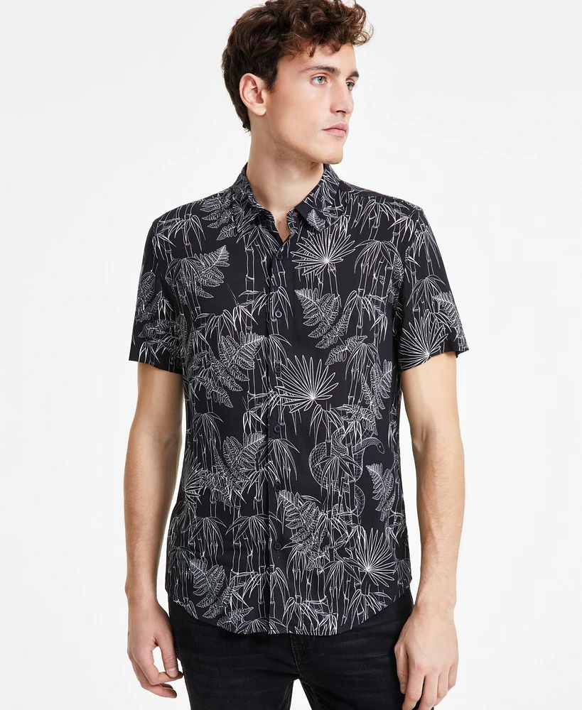 Guess Men's Jungle Snake Printed Short-Sleeve Shirt