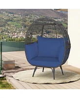 Inolait Oversized Patio Rattan Egg Lounge Chair with 4 Cushions