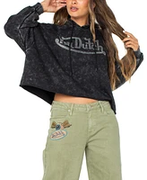 Von Dutch Women's Rhinestone-Logo Crop Hoodie