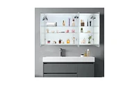 Slickblue Led Bathroom Wall Cabinet with Three Doors – Elegant Mirror Storage Cabinet in White