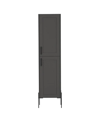 Quinby Linen Cabinet with 1 Door and 4 Shelves, Matt Gray