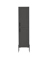 Depot E-Shop Quinby Linen Cabinet with 1 Door and 4 Shelves, Matt Gray