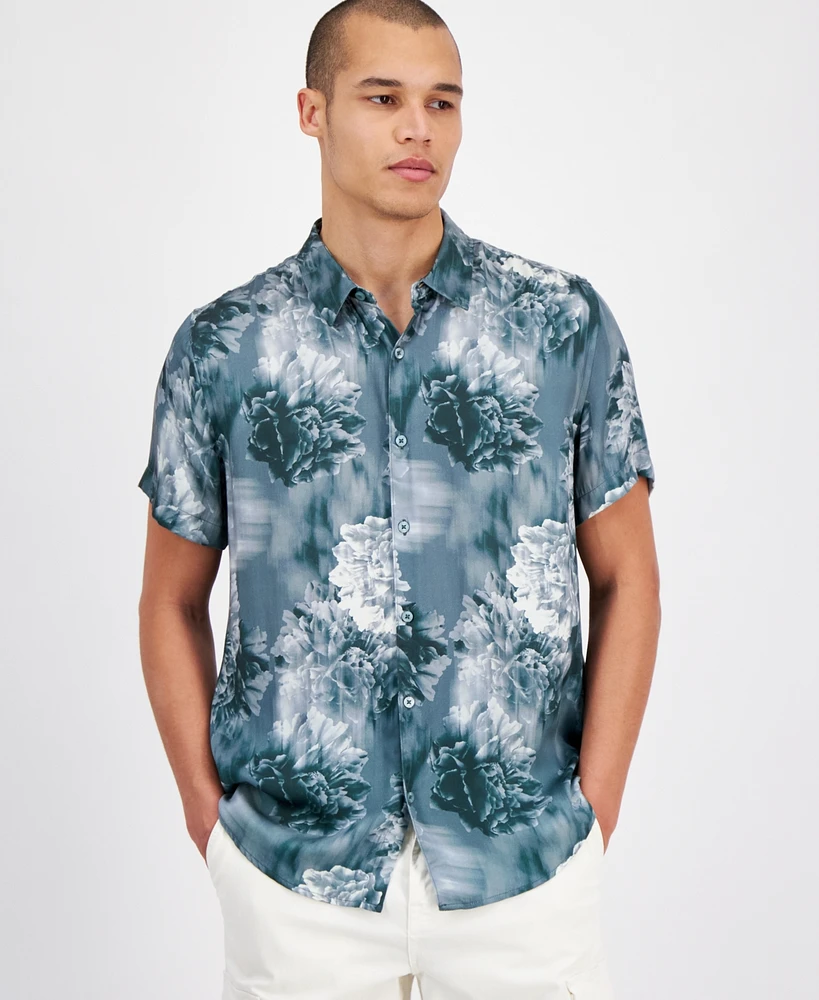 Guess Men's Wayco Floral-Print Short-Sleeve Shirt