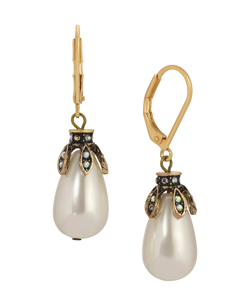 2028 Faux Cultivated Pearl Teardrop Earrings