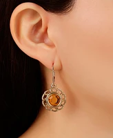 2028 Round Crystal Filigree Drop Earrings