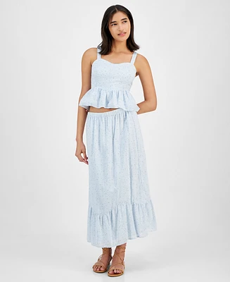 Celebrity Pink Juniors' Floral Flounce-Hem Maxi Skirt