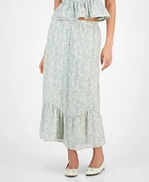 Celebrity Pink Juniors' Floral Flounce-Hem Maxi Skirt