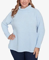 Hearts of Palm Plus Blue My Mind Cowl Neck Sweater