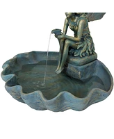 Sunnydaze Decor Fiberglas Bronze Fairy Shell Outdoor Water Fountain - 30 in