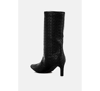 London Rag Mentha Woven Faux Leather Boots