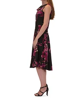 Robbie Bee Petite Floral Cowlneck Sleeveless Midi Dress