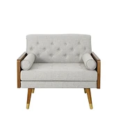 Streamdale Furniture Mid-Century Modern Retro Club Chair With Button-Tufted Stitching And Gold-Tipped Legs