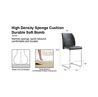 Streamdale Furniture A set of two black chairs, including Pu pads + silver metal legs. Small size, suitable for some people, suitable for dining room,